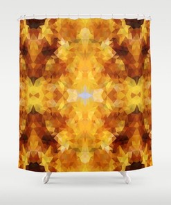 Classic Yellow Geometric Pattern Shower Curtain for Modern Bathrooms 