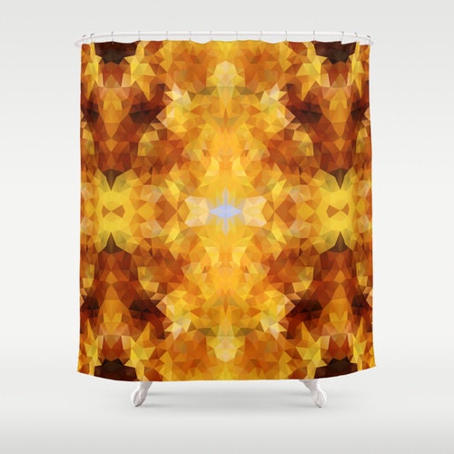 Classic Yellow Geometric Pattern Shower Curtain for Modern Bathrooms