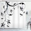 Classy Damask Curl Leaves Print Dragonfly Shower Curtain For Your Bath