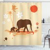 Classy Elephant Shower Curtain With Safari Tropical Lands Print For Your Bathroom
