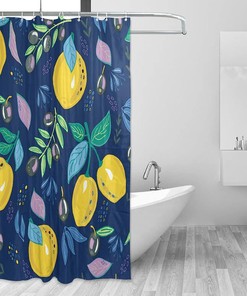 Classy Lemon Pattern Print Shower Curtain for Bathroom Decoration