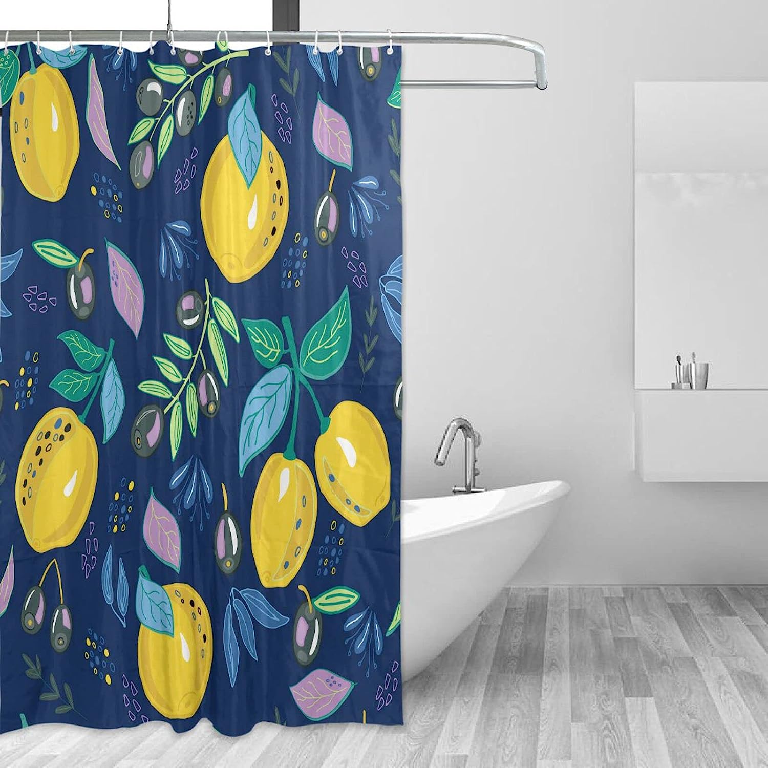 Classy Lemon Pattern Print Shower Curtain for Bathroom Decoration