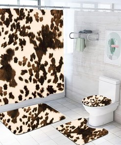 Classy Leopard Print Shower Curtain Waterproof Fabric Bath Curtain For Bathroom Decoration