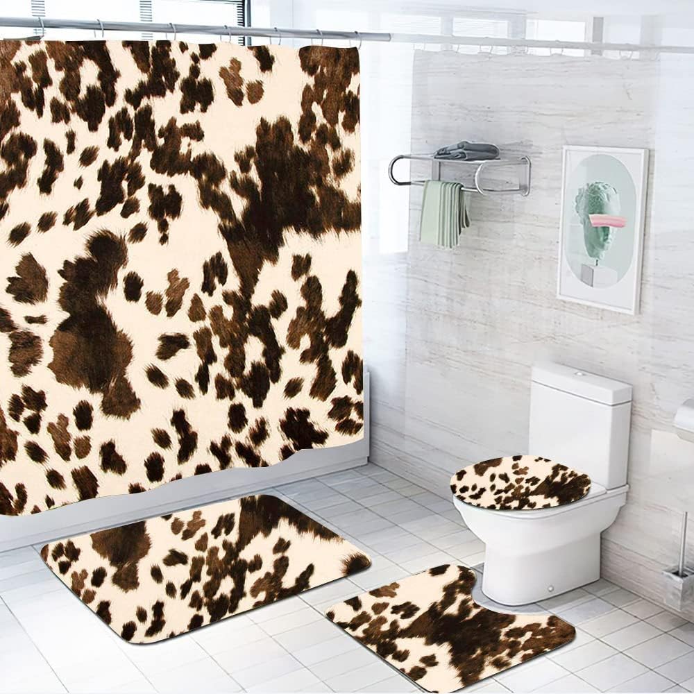 Classy Leopard Print Shower Curtain Waterproof Fabric Bath Curtain For Bathroom Decoration