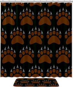 Clawing Back Grizzly Bear Claw Brown Waterproof Shower Curtain
