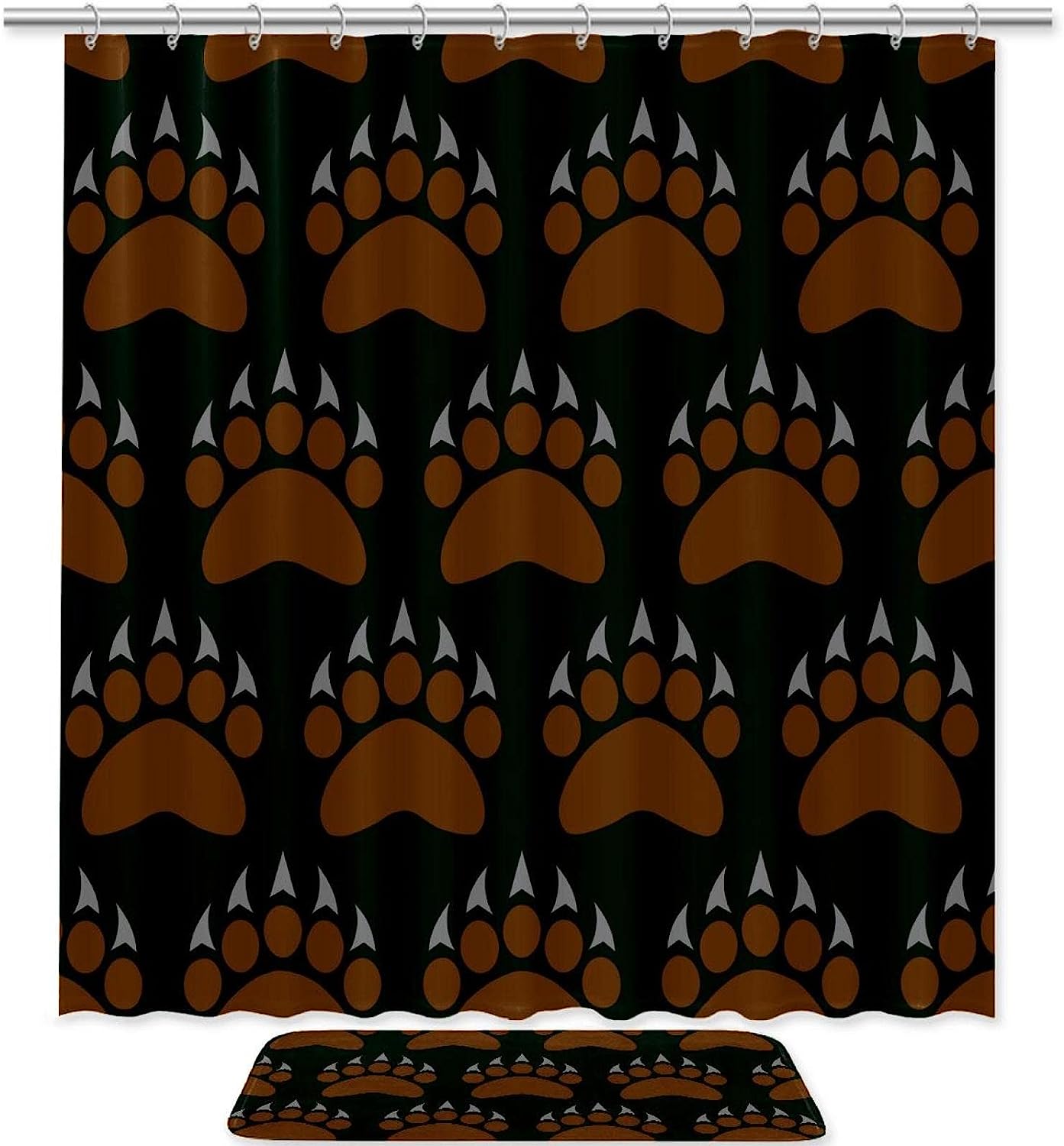 Clawing Back Grizzly Bear Claw Brown Waterproof Shower Curtain