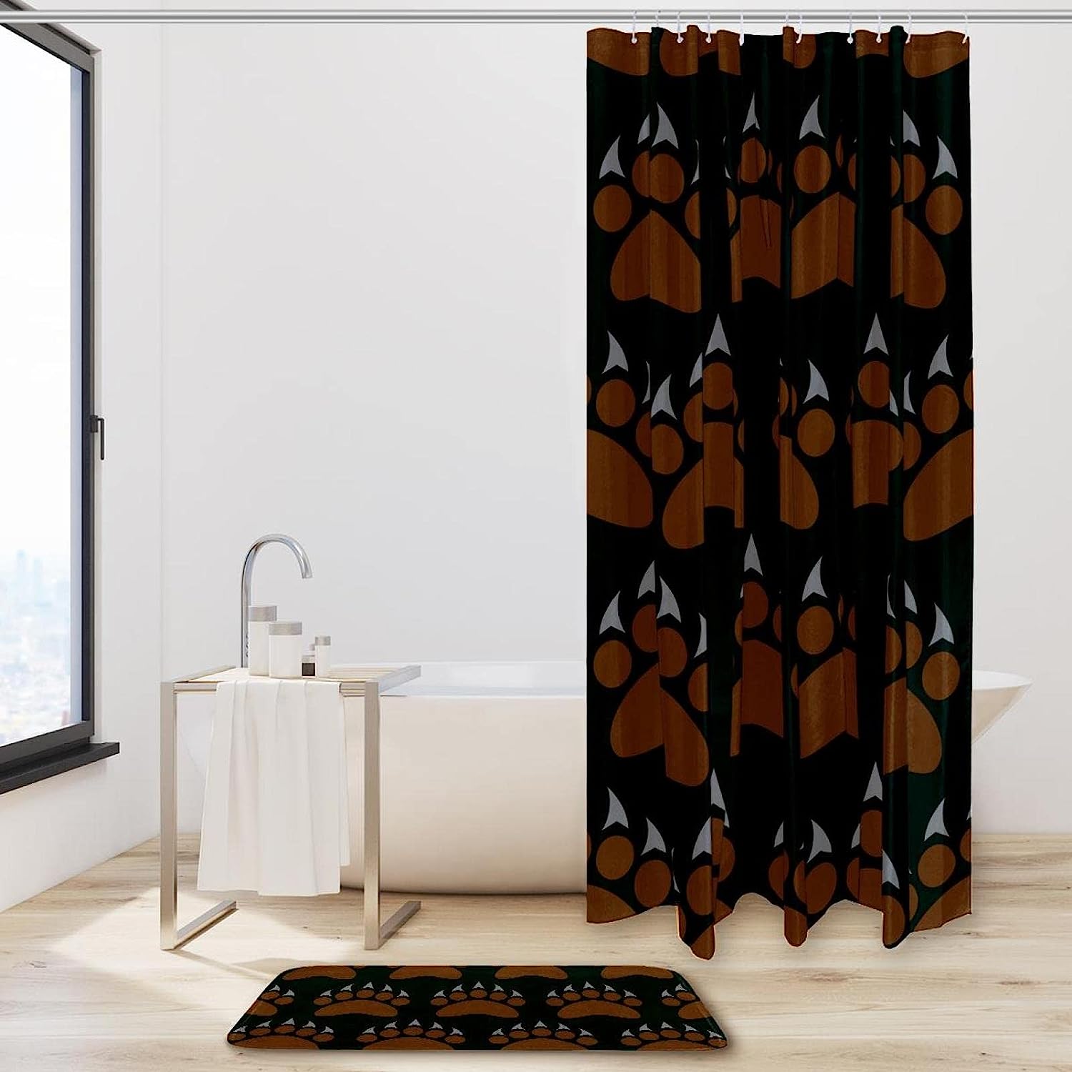 Clawing Back Grizzly Bear Claw Brown Waterproof Shower Curtain