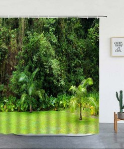 Clean Rainforest Garden 3D Scenic Outdoor Shower Curtain For Peaceful Bathroom Decor