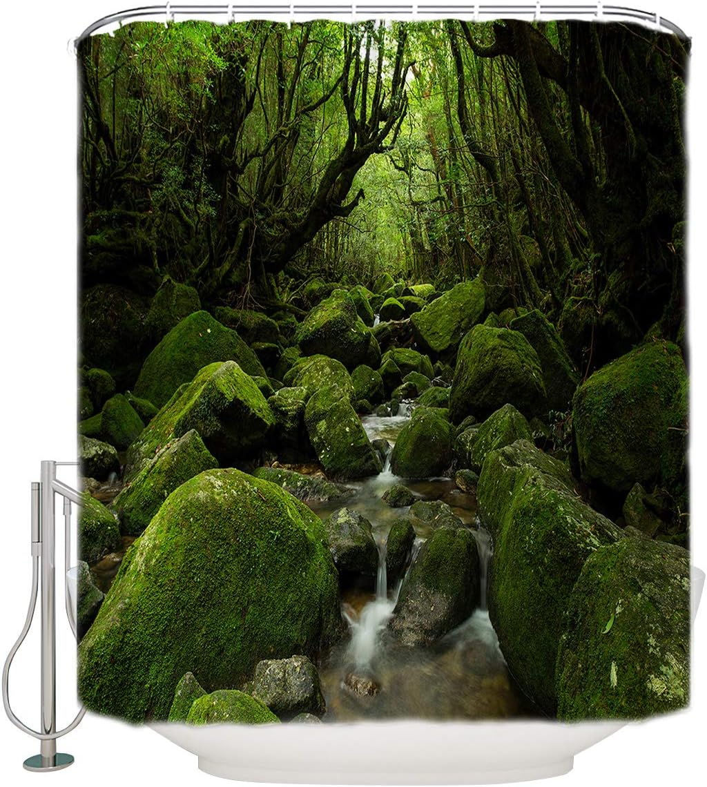 Clean Stream Green Forest Shower Curtain For A Nature-Inspired Bath