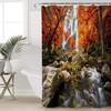 Clear Waterfall Birch Forest Scenic Shower Curtain for Bathroom Decor