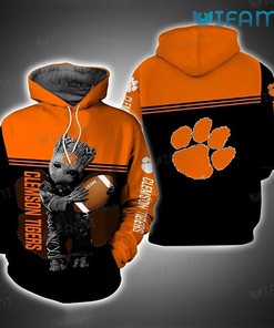 Clemson Tigers Baby Groot Hug Ball 3D Hoodie For Fans