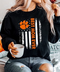 Clemson Tigers Best Mom Ever - American Flag T-Shirt Hoodie Sweatshirt for Fans