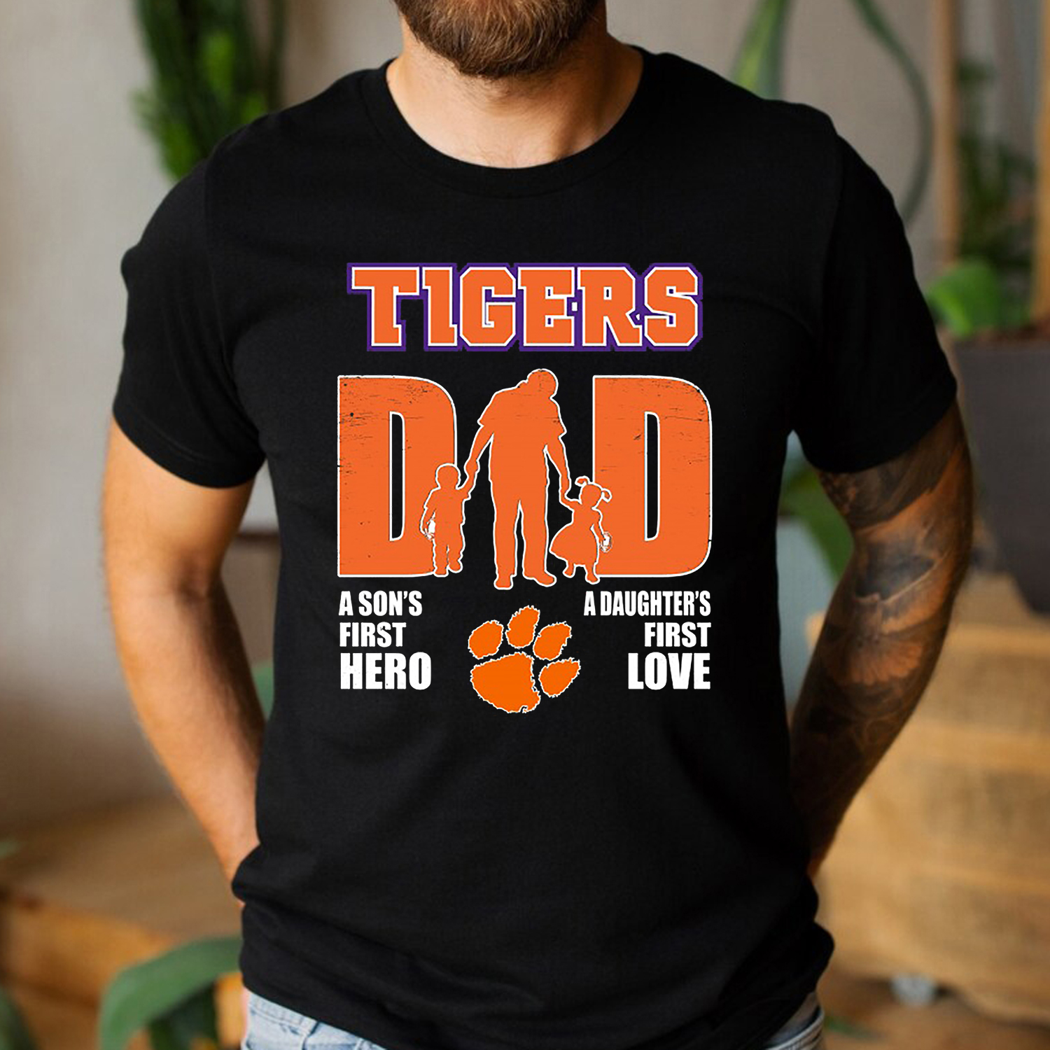 Clemson Tigers Dad - Sons First Hero, Daughters First Love NCAA T-Shirt Hoodie Sweatshirt