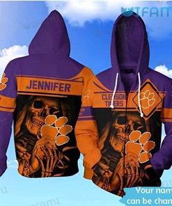 Clemson Tigers Death Skeleton 3D Hoodie With Clemson Theme