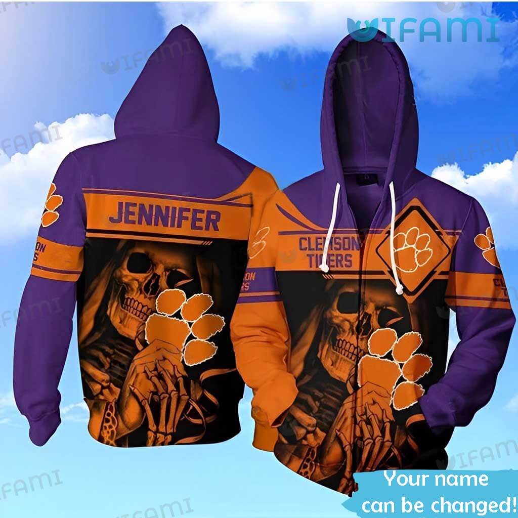 Clemson Tigers Death Skeleton 3D Hoodie With Clemson Theme