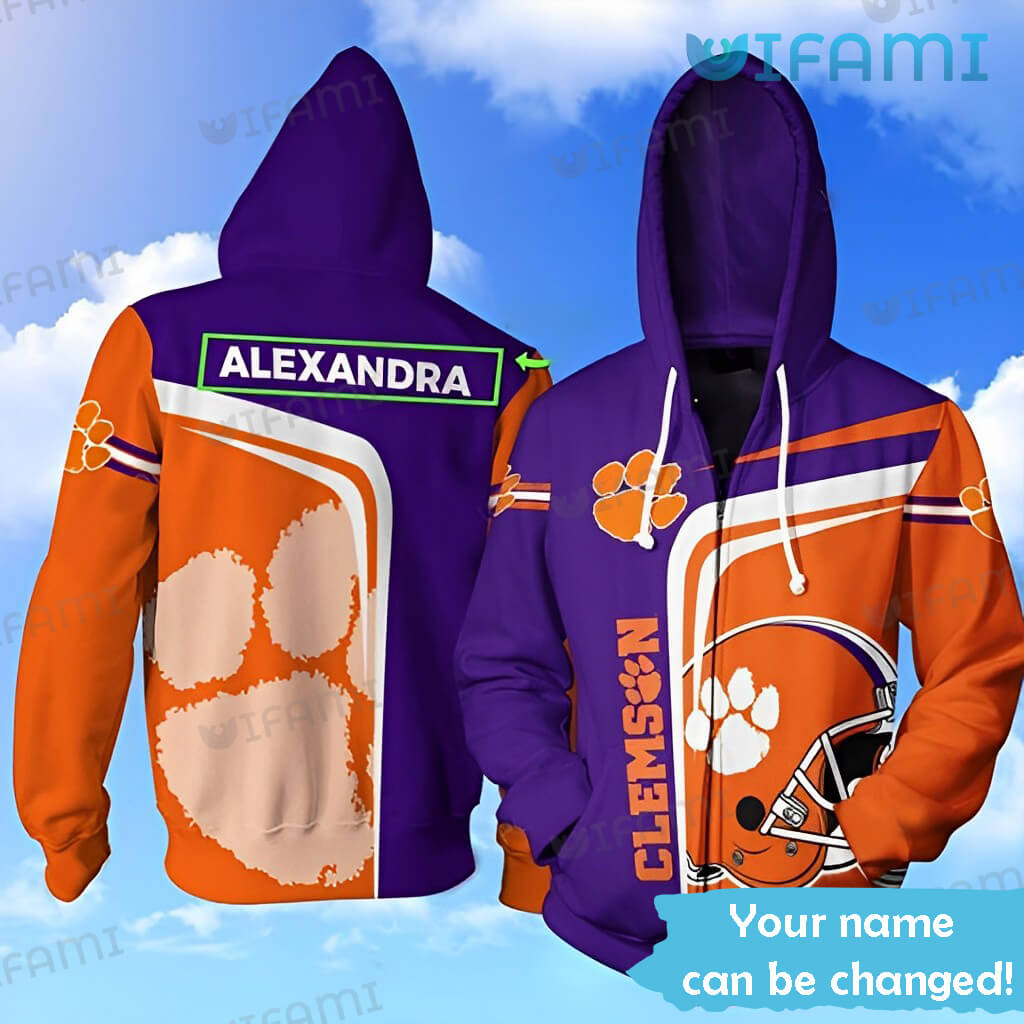Clemson Tigers Football Helmet All Over Print Hoodie With Custom Name