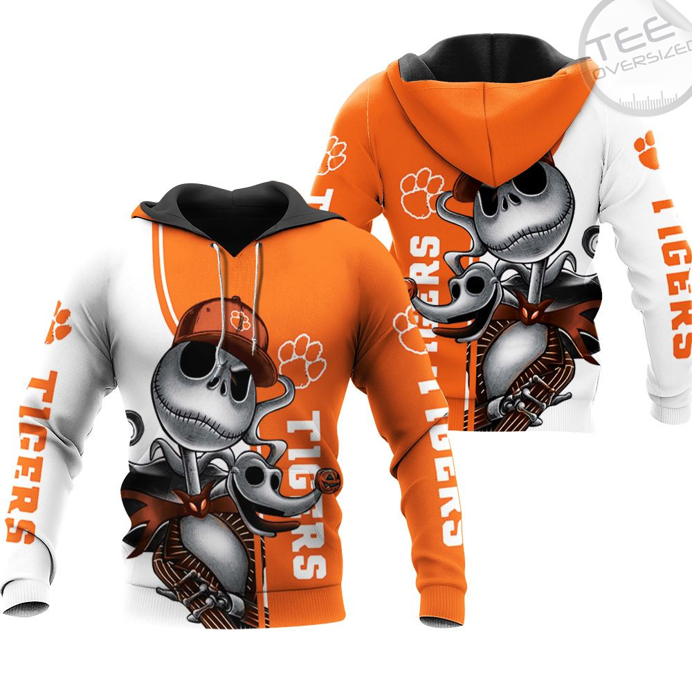 Clemson Tigers Jack Skellington And Zero 3D All Over Print Hoodie