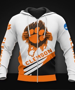 Clemson Tigers Long Sleeve All Over Print Zip Hoodie Gift For Fan