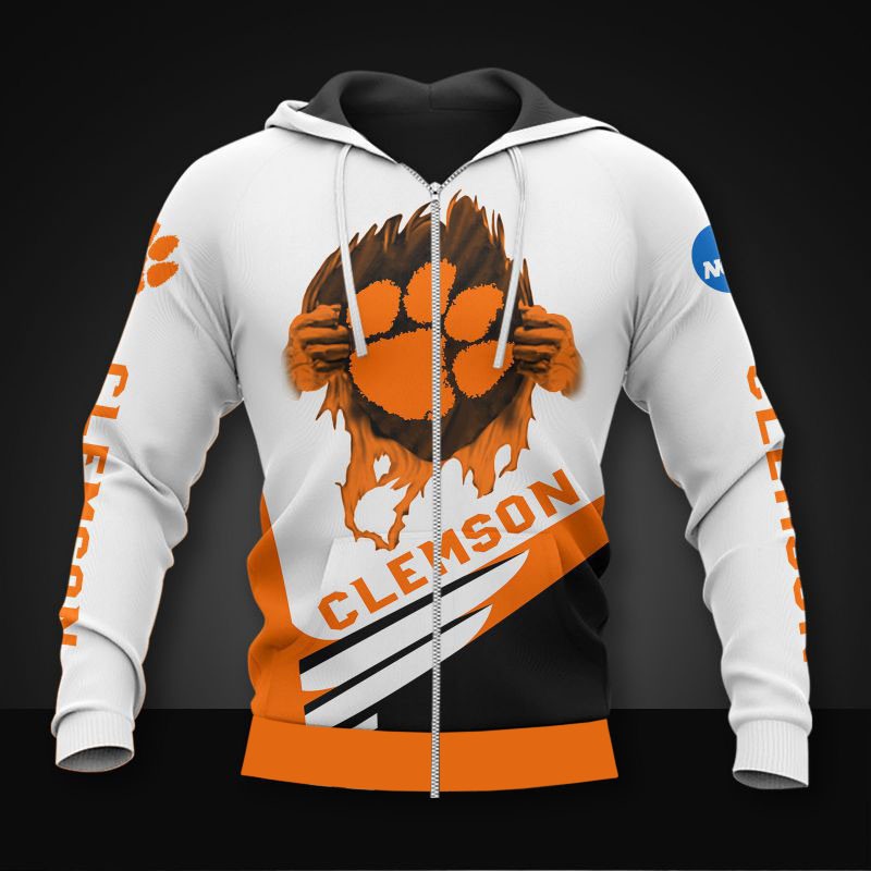 Clemson Tigers Long Sleeve All Over Print Zip Hoodie Gift For Fan