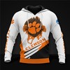Clemson Tigers Long Sleeve Zip Hoodie With 3D All Over Print Graphic