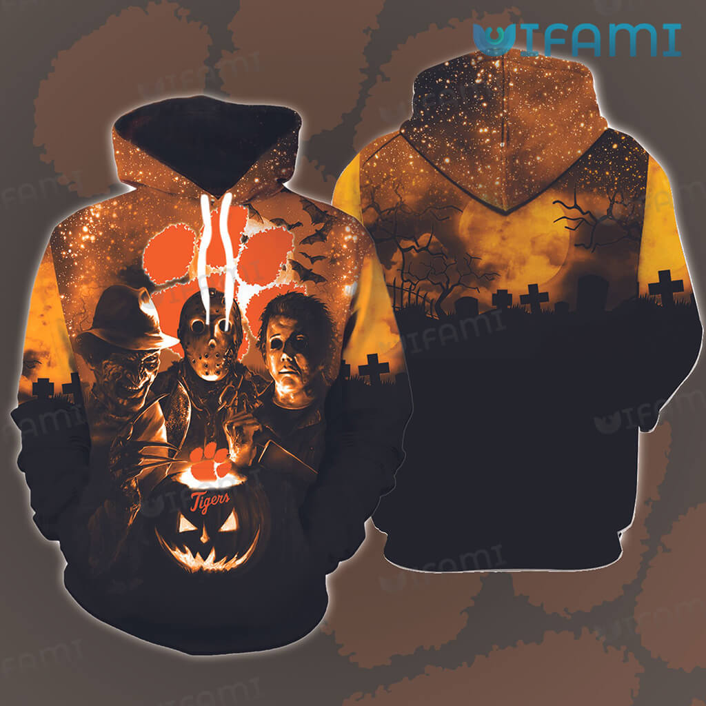 Clemson Tigers Michael Myers Jason Freddy Krueger 3D Hoodie