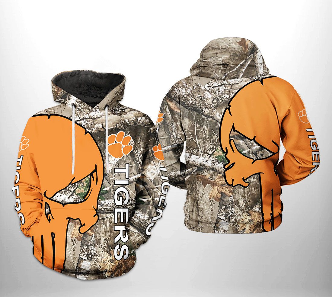 Clemson Tigers Ncaa Camo Veteran Hunting 3D Hoodie - Zip-Up Hoodie