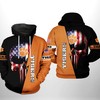 Clemson Tigers Ncaa Us Flag Skull 3D Hoodie - Zip-Up Hoodie