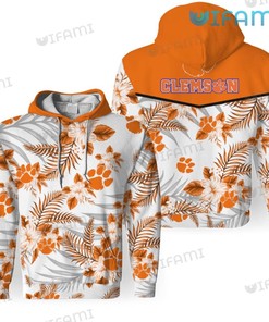 Clemson Tigers Tropical Patterns 3D Hoodie With All Over Print Graphic