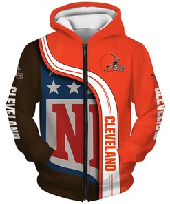 Cleveland Browns 3D Hoodie Pullover All Over Print Zip Hoodie Nfl For Fans