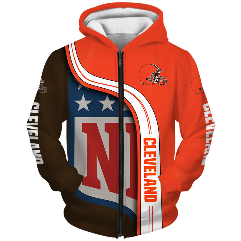 Cleveland Browns 3D Hoodie Pullover All Over Print Zip Hoodie Nfl For Fans