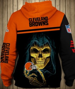 Cleveland Browns 3D Skull All Over Print Hoodie Pullover Zip Hoodie For Fans