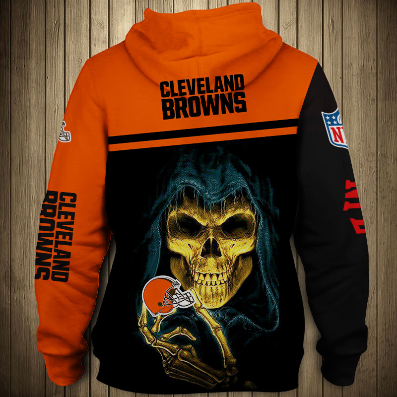 Cleveland Browns 3D Skull All Over Print Hoodie Pullover Zip Hoodie For Fans