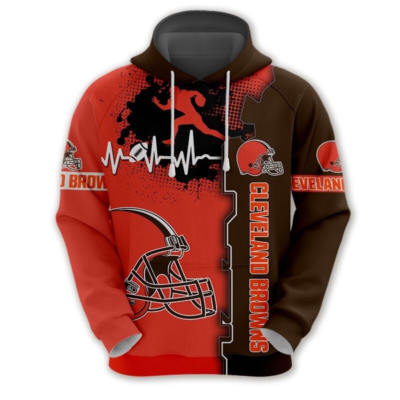 Cleveland Browns All Over Print 3D Zip Up Hoodie For Nfl Fans