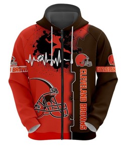 Cleveland Browns All Over Print 3D Zip Up Hoodie For Nfl Fans