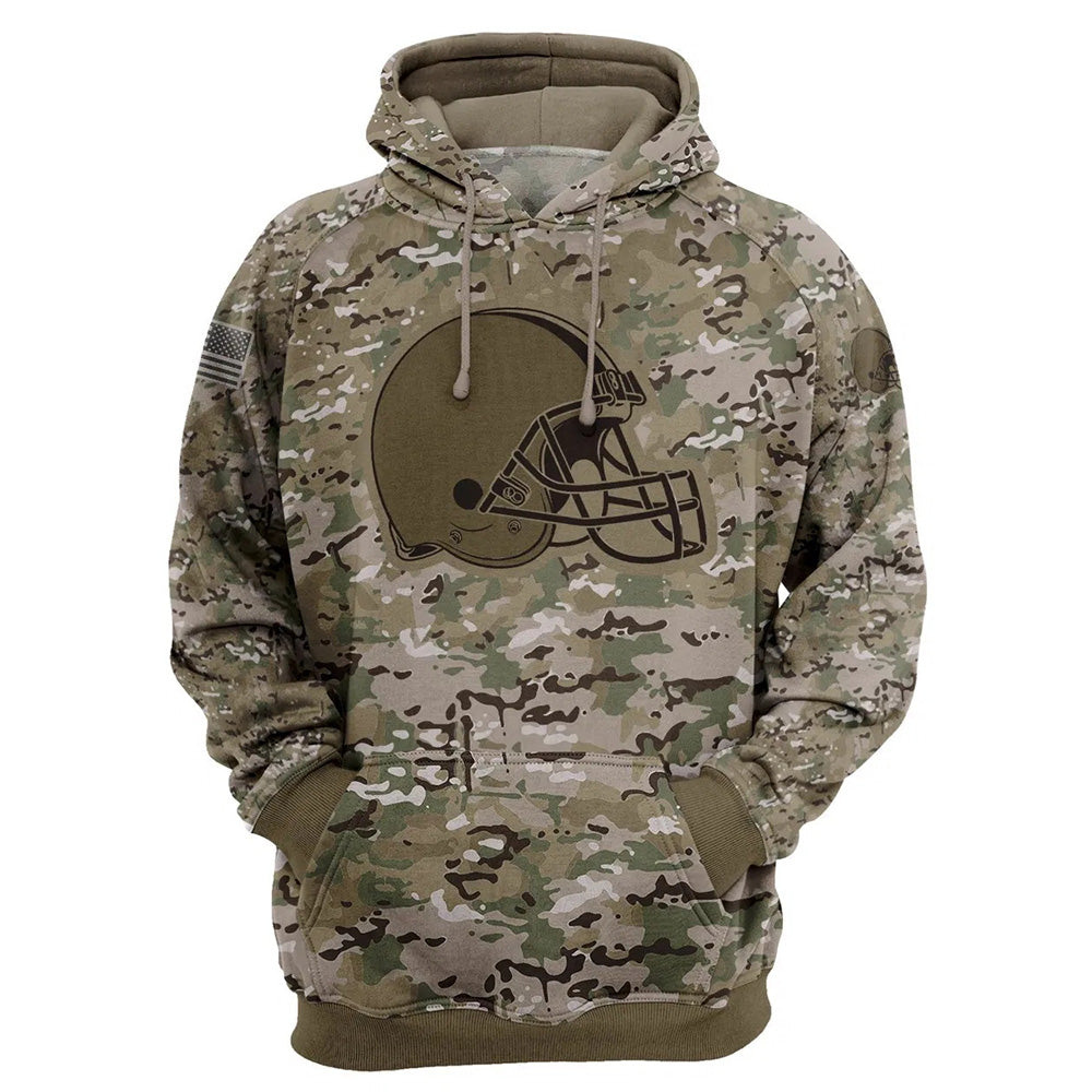 Cleveland Browns All Over Print Camo Printed 3D Pullover Zip Up Hoodie Gifts For Fans