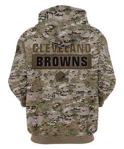 Cleveland Browns All Over Print Camo Printed 3D Pullover Zip Up Hoodie Gifts For Fans