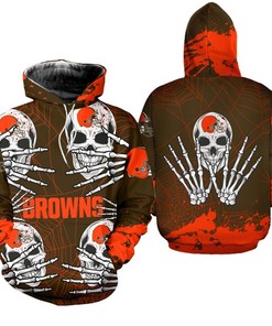Cleveland Browns All Over Print Hoodie Halloween Graphic Skull