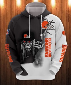 Cleveland Browns All Over Print Hoodie Skull Custom Name & Number Gifts For Fans