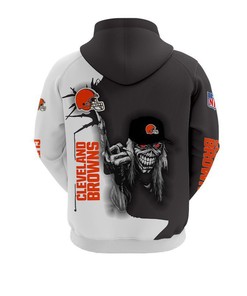 Cleveland Browns All Over Print Hoodie Skull Custom Name & Number Gifts For Fans