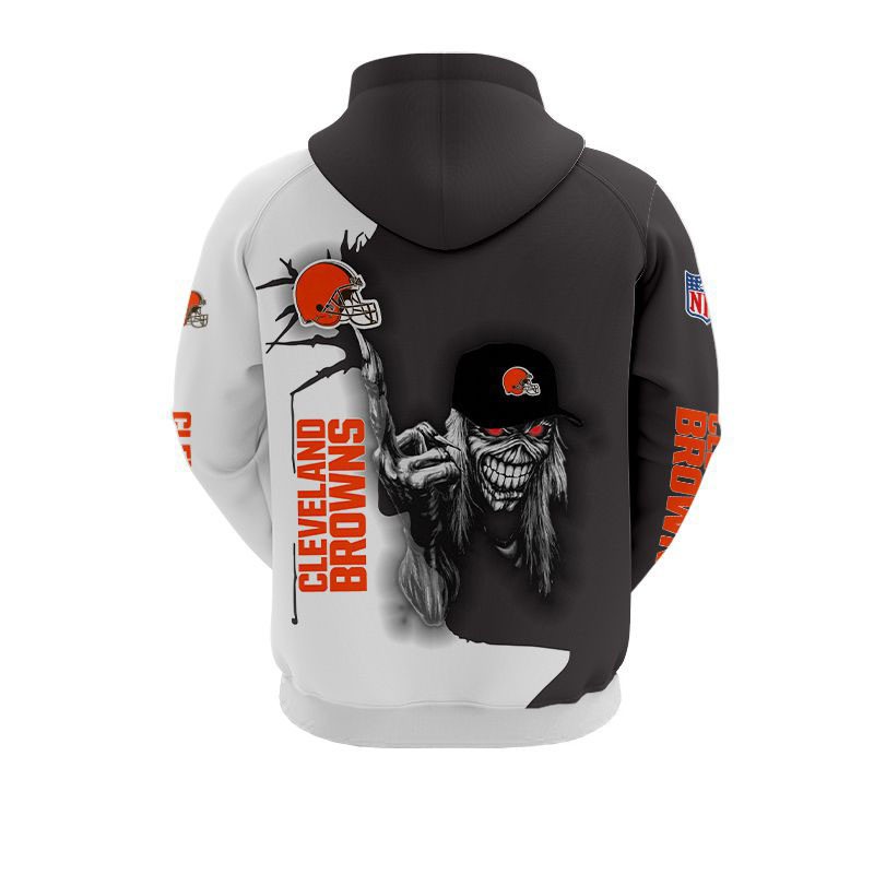 Cleveland Browns All Over Print Hoodie Skull Custom Name & Number Gifts For Fans