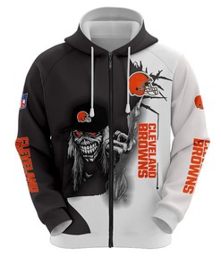Cleveland Browns All Over Print Hoodie Skull Custom Name & Number Gifts For Fans