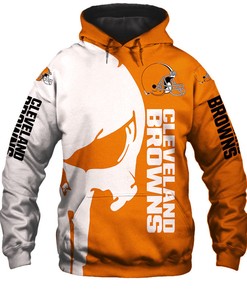 Cleveland Browns All Over Print Hoodie Skull Printed Gifts For Fans