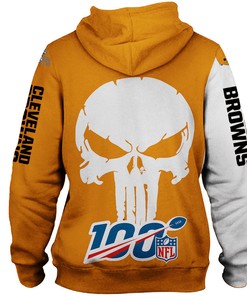 Cleveland Browns All Over Print Hoodie Skull Printed Gifts For Fans