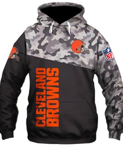 Cleveland Browns All Over Print Military Hoodie 3D Long Sleeve Gifts For Fans