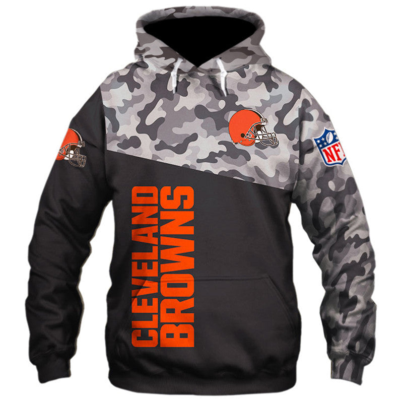Cleveland Browns All Over Print Military Hoodie 3D Long Sleeve Gifts For Fans