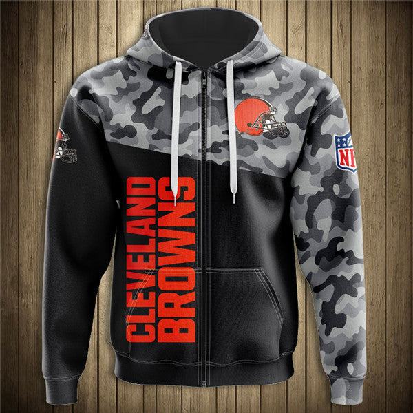Cleveland Browns All Over Print Military Hoodie 3D Long Sleeve Gifts For Fans