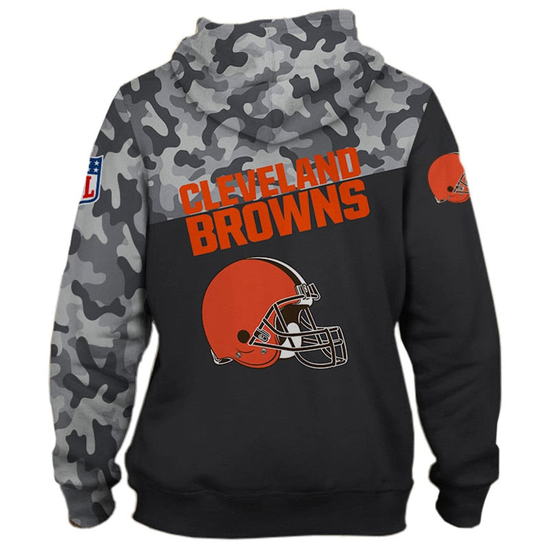 Cleveland Browns All Over Print Military Hoodie 3D Long Sleeve Gifts For Fans