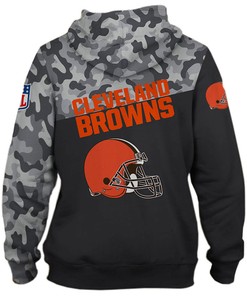 Cleveland Browns All Over Print Military Hoodie 3D Zip Hoodie Long Sleeve New Season