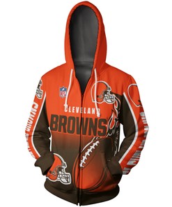 Cleveland Browns All Over Print Zip Hoodie Cute Flame Balls Graphic Gifts For Fans