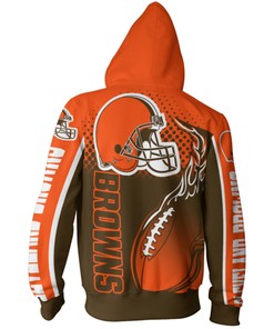 Cleveland Browns All Over Print Zip Hoodie Cute Flame Balls Graphic Gifts For Fans